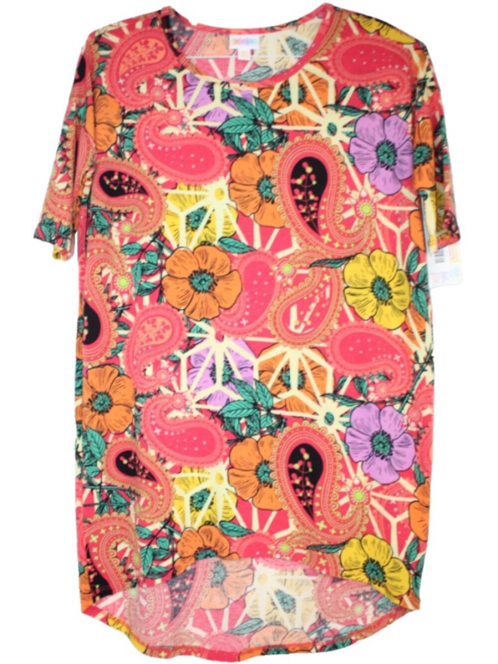 LuLaRoe IRMA T Shirt Women's Top Short Sleeve NWT Size XXS 2XS Flowers Paisley